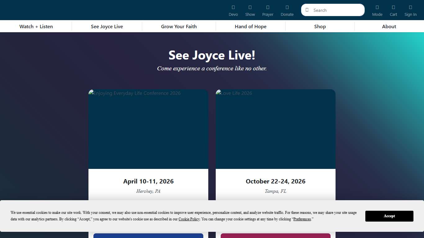See Joyce Meyer Live! 2026 Conference Schedule and Details